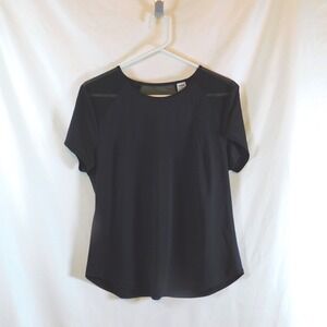 RBX Active Womens Black Mesh Panel Open Back Workout Top Size Large CR2368